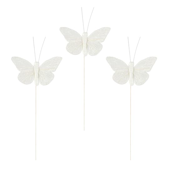 24 Packs: 3 ct. (72 total) White Feather Butterflies by Ashland®